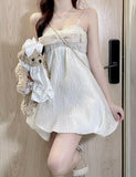 LOURDASPREC-Vacation Outfits Ins Style Lace Tutu Summer White Princess Short Dress For Dating