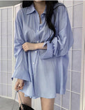 LOURDASPREC-Vacation Outfits Ins Style Lazy Style Loose Summer Mid Length Shirt Dress For