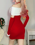 LOURDASPREC-Vacation Outfits Ins Style Christmas Bow Halter Neck Dress