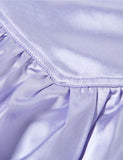 LOURDASPREC-Vacation Outfits Ins Style Satin V Neck Backless Tie Belt Ruffled Purple Dress