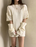 LOURDASPREC-Vacation Outfits Ins Style Loose Waist Knit Sweater Dress With Belt