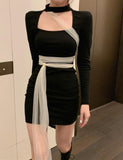 LOURDASPREC-Vacation Outfits Ins Style Square Neck Mesh Strap Party Bodycon Mini Dress For