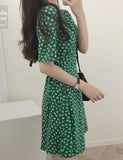 LOURDASPREC-Vacation Outfits Ins Style Deep V Neck Summer Green Floral Slip Dress For