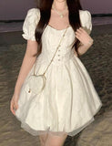 LOURDASPREC-Vacation Outfits Ins Style Waisted Sweet Princess Lolita Puff Dress