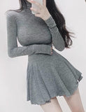 LOURDASPREC-Vacation Outfits Ins Style High Collar Slim Waist Mini Dress