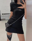 LOURDASPREC-Vacation Outfits Ins Style Cutout Pleated Slim Little Black Dress