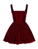 LOURDASPREC-Vacation Outfits Ins Style Christmas Line Neck Sling Skirt High Sense Velvet Dress