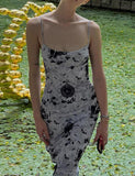LOURDASPREC-Vacation Outfits Ins Style Vintage Flower Print Slim Maxi Dress