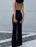 LOURDASPREC-Vacation Outfits Ins Style Backless Camisole One-Piece  Jumpsuit  Slim    For