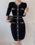 LOURDASPREC-Vacation Outfits Ins Style French Ladies Slim Knit Dress