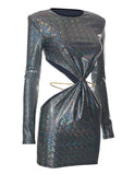 LOURDASPREC-Vacation Outfits Ins Style Sequined Hollowed-out Slim-fit Dress With Buttock Giltzer Dress