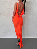LOURDASPREC-Vacation Outfits Ins Style U-Neck Backless Slim Suspender Long Dress