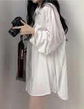 LOURDASPREC-Vacation Outfits Ins Style Lazy Style Loose Summer Mid Length Shirt Dress For