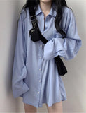 LOURDASPREC-Vacation Outfits Ins Style Lazy Style Loose Summer Mid Length Shirt Dress For