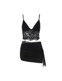 LOURDASPREC-Vacation Outfits Ins Style Spice Girl Slim Lace Suspender Bag Hip Skirt Suit Female