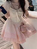 LOURDASPREC-Vacation Outfits Ins Style Ballerina Cute Sweet Gradient Pink Princess Dress