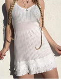 LOURDASPREC-Vacation Outfits Ins Style Lolita Cake Dress Summer Sling Knitted Skirt