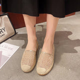 LOURDASPREC- Oriental Retro Loafers: Breathable Mesh with Faux Pearls