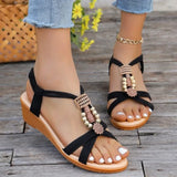 LOURDASPREC- Eco-Friendly Solid Color Wedge Sandals with Ankle Buckle