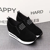 LOURDASPREC- New Arrival Wedge Sneakers: Black Breathable Platform Shoes