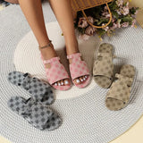 LOURDASPREC- New Denim Peep Toe Slides: Casual Flat Beach Sandals