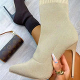 LOURDASPREC- Luxury Stretch Fabric Sock Heeled Chelsea Boots