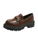 LOURDASPREC- Genuine Cow Leather Platform Loafers with Chunky Heel