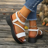 LOURDASPREC- Braided Rope Roman Sandals: Summer Casual Thick Sole