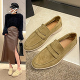 LOURDASPREC- Khaki Suede Comfortable Summer Slip-On Loafers