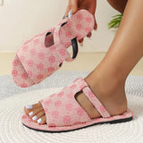 LOURDASPREC- New Denim Peep Toe Slides: Casual Flat Beach Sandals