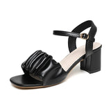 LOURDASPREC- Eco-Friendly White High Heel Buckle Sandals