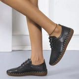 LOURDASPREC- Lace Up Platform Leather Sneakers