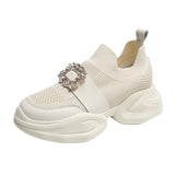 LOURDASPREC- Luxury Crystal Mesh Breathable Platform Tennis Shoes