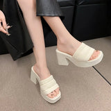 LOURDASPREC- Chunky High Heel Slippers: Summer Platform Slingback Sandals