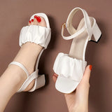 LOURDASPREC- Eco-Friendly White High Heel Buckle Sandals