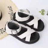 LOURDASPREC- Plus Size PU Leather Flatform Beach Sandals