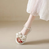 LOURDASPREC- Elegant Pearl Bowknot Summer Sandals