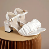 LOURDASPREC- Eco-Friendly White High Heel Buckle Sandals