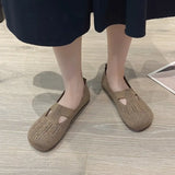 LOURDASPREC- Hollow-Out Knitted Loafers: Summer Square Toe Flat Shoes