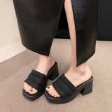 LOURDASPREC- Chunky High Heel Slippers: Summer Platform Slingback Sandals