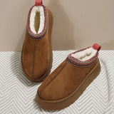 LOURDASPREC- Plush Thick Sole Suede Slippers: Warm Winter Casual Flats