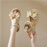 LOURDASPREC- Elegant Pearl Bowknot Summer Sandals