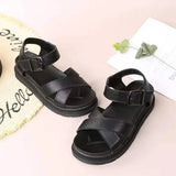 LOURDASPREC- Plus Size PU Leather Flatform Beach Sandals