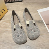 LOURDASPREC- Hollow-Out Knitted Loafers: Summer Square Toe Flat Shoes