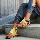 LOURDASPREC- Casual Summer Wedges: Comfy Peep Toe Print Sandals