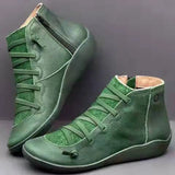 LOURDASPREC- Genuine Leather Fur Lace-Up Snow Boots