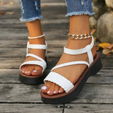 LOURDASPREC- Braided Rope Roman Sandals: Summer Casual Thick Sole