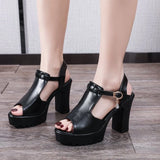 LOURDASPREC- Black Summer Platform Sling back Sandals