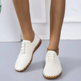 LOURDASPREC- Platform Lace-Up Leather Flats Sneakers