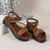 LOURDASPREC- Braided Rope Roman Sandals: Summer Casual Thick Sole